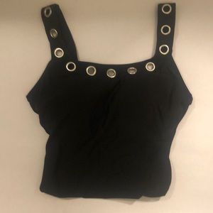 NEW One Piece Swimsuit, Black, Grommet, Size M
